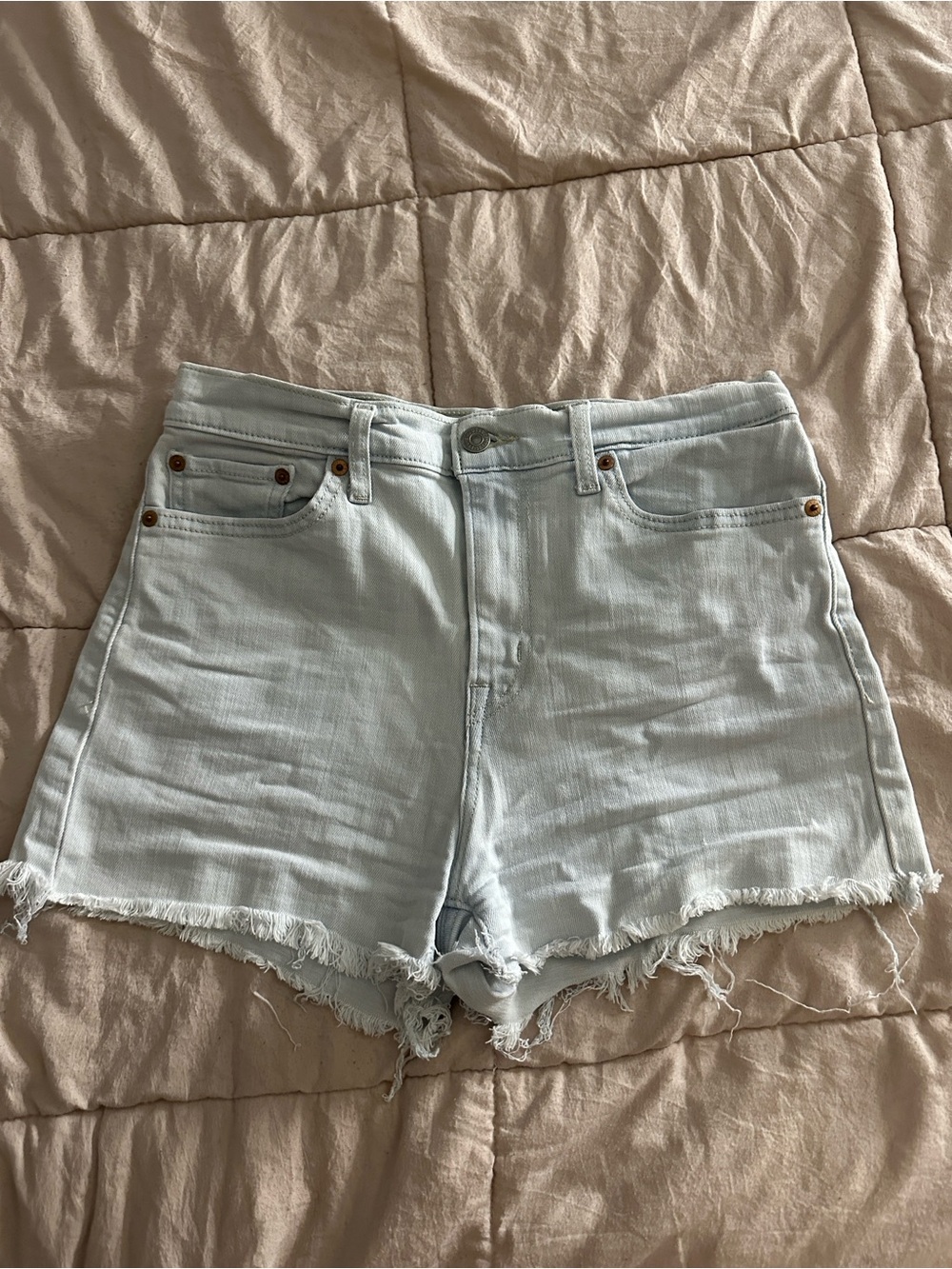 Light Blue Denim Frayed Hem Women’s Shorts